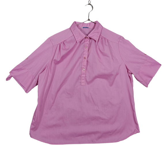 Vintage Miss Fashionality Shirt X-Large Pink Button Up Short Roll Tab Sleeve - Picture 4 of 10